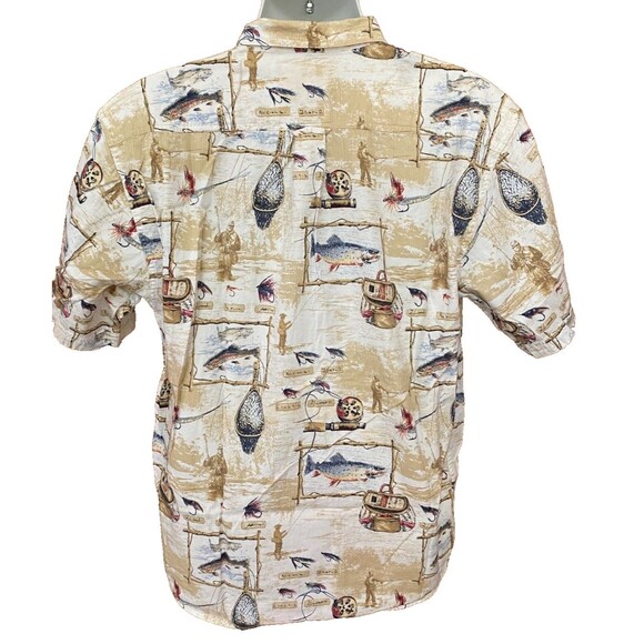 North River Outfitters S/S Fishing Scene Print Button-Down Shirt Size Medium - Picture 3 of 5
